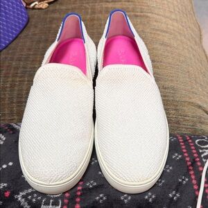 Rothy's White and Blue Slip-On Sneakers